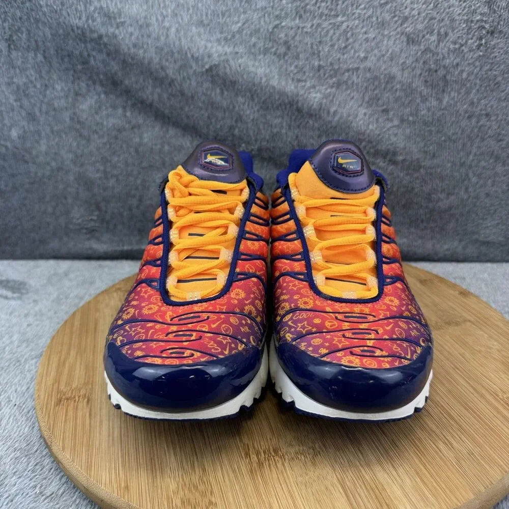 Nike Air Max Plus Shoes Boys Size 7Y Orange Purple Print Sneakers CI9932-500